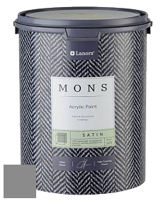 MONS SATIN PAINT – 100% акриловая полуматовая краска, 12% блеска цвет NCS S 5000-N 