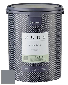 MONS SATIN PAINT – 100% акриловая полуматовая краска, 12% блеска цвет NCS S 5005-R80B 